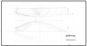 Hull lines plan modification for production Kiwi 24 version. My intentions modifying the original design was to improve the yacht’s off-the-wind performance by increasing the beam on deck at the transom.
